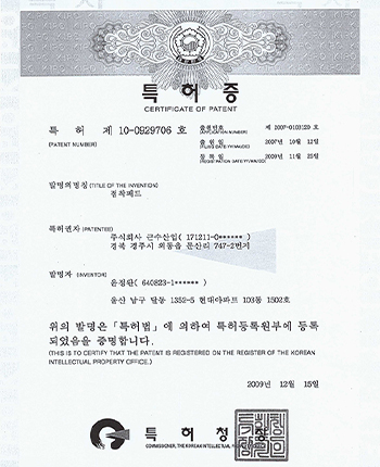 Certificate of patent